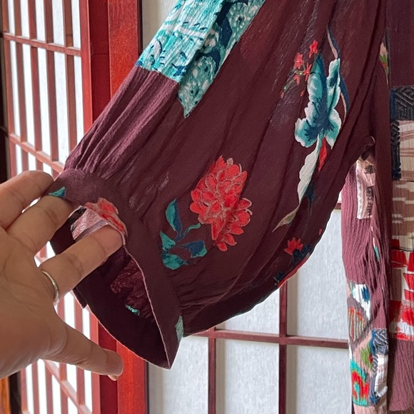 NWT! Tolani Collection Large Joy Floral Button Down 3/4 Cuff Sleeve Boho Flowy - Picture 8 of 12